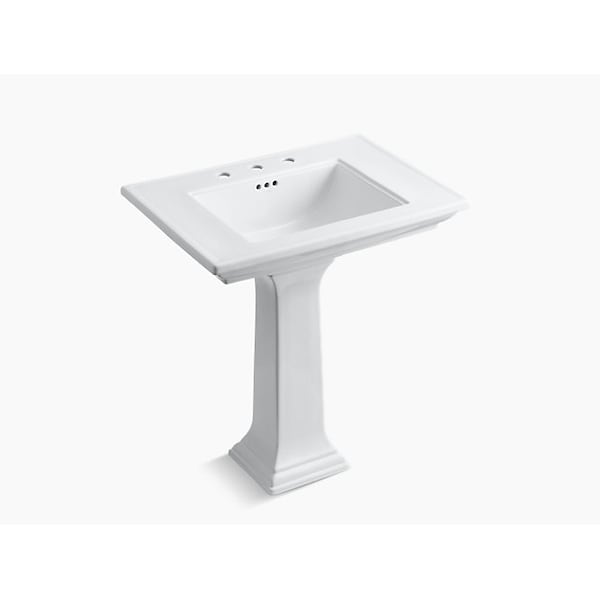 Stately 30 Pedestal Bathroom Sink W/ Widespread Faucet Holes